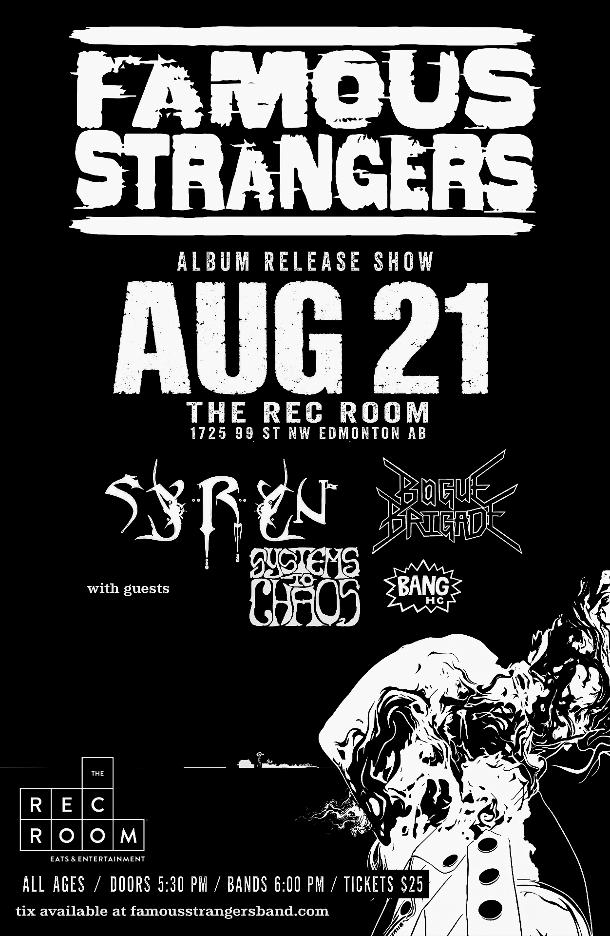 Famous Strangers Album Release Show, August 21 at The Rec Room, Edmonton